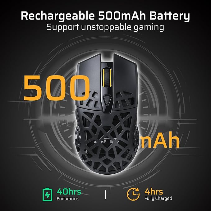 LTC GM023 Tri-Mode Wireless Gaming Mouse, 79g Ultra-Light Honeycomb Ergonomic Gaming Mouse, 2.4Ghz/BT/Wired, 6-Level DPI 4800, 6 Programmable Buttons, Pro Software