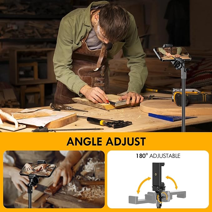 EMART 52’’ Cell Phone Tripod Stand for iPhone, Adjustable Floor Cellphone Tri Pod Holder with Remote, Portable Smartphone Compact Travel Selfie Stick for Video Recording Camera Ring Light Filming