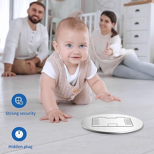 Vagueior Recessed Floor Electrical Outlet Kit, Circular Hidden 4.8A USB+20A Tamper-Resistant Receptacle Outlet ，Waterproof Electrical Outlet Covcer Box, UL Certified,Silver（1 Pack