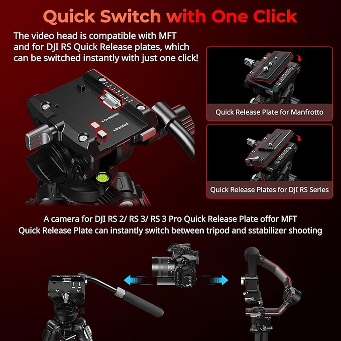 SMALLRIG x Potato Jet TRIBEX SE Hydraulic Aluminum Camera Tripod, with Video Fluid Head, 6kg/13.2lb Load, Max Height 166cm, Professional Video Tripod for Interviews/Wedding/Landscape - 5305