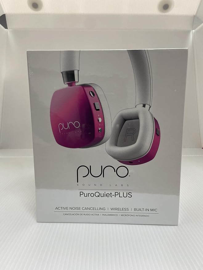 Puro Sound Labs PuroQuiet Plus Noise Cancelling Headphones for Kids, Bluetooth Kids On Ear Headphones with Mic, Lightweight On-Ear Design, Studio-Grade Sound (Pink)