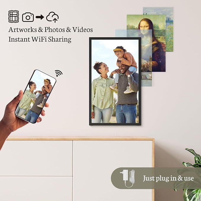 BSIMB Large Digital Picture Frame 21.5 Inch, Touchscreen 1920x1080 FHD WiFi Digital Photo Frame Electronic 32GB Remote Control, Share Pictures/Videos via App/USB/SD Easy Setup Gifts for Mom, Black