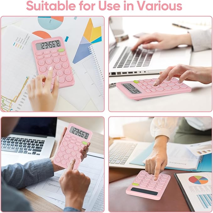 Basic 4 Function Calculator for Students and Office: Small, Portable, and Easy-to-use - Suitable for School and Office Essentials(Pink)