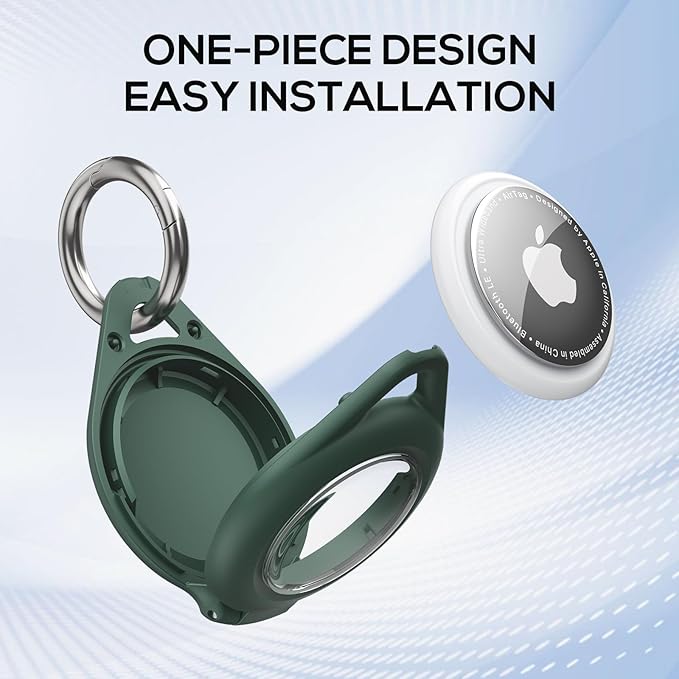 Waterproof Airtag Holder - 4 Pack Airtag Keychain Holder Compatible with Apple AirTags, Ultra Durable Anti-Scratches Protective Case with Keyring for Luggage, Backpack, Pet, Bag, Black/Green