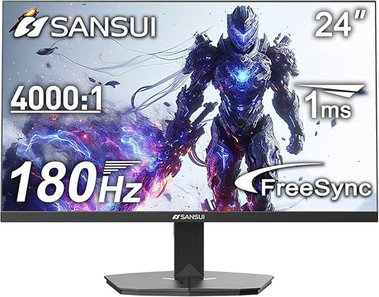 SANSUI 24 Inch Gaming Monitor 180Hz, DP 1.4 & HDMI 2.0 Ports High Refresh Rate Computer Monitor, Racing FPS RTS Modes, 1ms Response Time 110% sRGB (ES-G24F4, HDMI Cable Included)