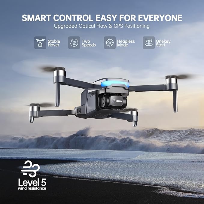 GPS Drone with Camera 4K, Under 249g, 45 Mins Flight, Brushless Motor, Light, Auto Follow, Tap Fly & Circle Fly, One Key Start, Foldable Drone for Adults Beginners