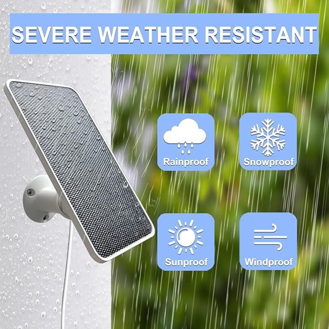 JJMASEE Solar Panel Charger for Arlo Essential/XL Spotlight Cam and Essential 2K/2K XL (2nd Gen), with 13FT Weatherproof Long Cable and 360° Adjustable Aluminium Alloy Mount(1 Pack)