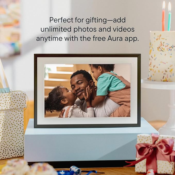 Aura Digital Picture Frame - 10.1" HD Mat Display | Wirecutter's Best Digital Frame for Gifting - Send Photos Directly from Your Phone from Anywhere | Quick & Easy Setup Over WiFi - Free App | Black