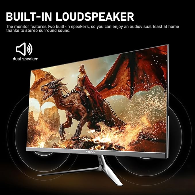 24.5 Inch PC 200Hz Gaming Monitor, FHD 1080p screen, Built-in speakers,1ms without Bezel, freesync, 99% sRGB, 178 ° Angle View, HDMI、DisplayPort, Compatible with wall mounting 75*75MM - Black