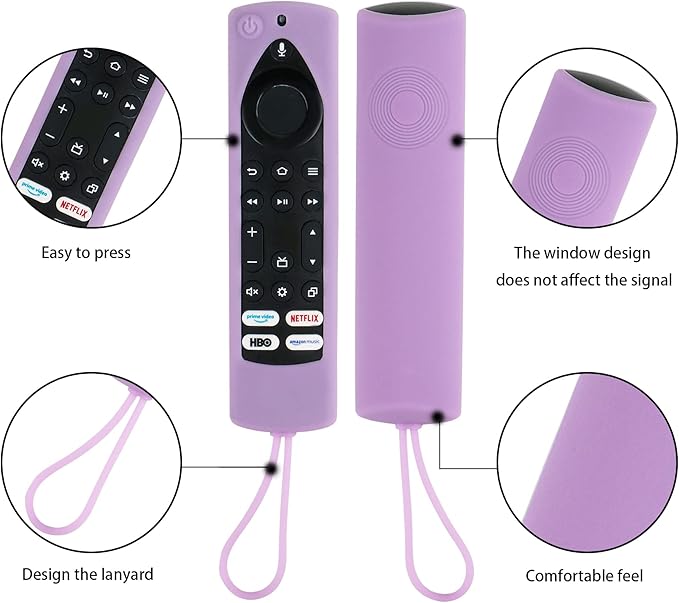 [2-Pack] Climberer Glow in The Dark Covers for Fire 4K Max (2nd Ed.) | FireStick TV | FireCube | Compatible with(Insignia, Toshiba, Pioneer, Omni) Remote - with Lanyard（Luminous red + Purple）