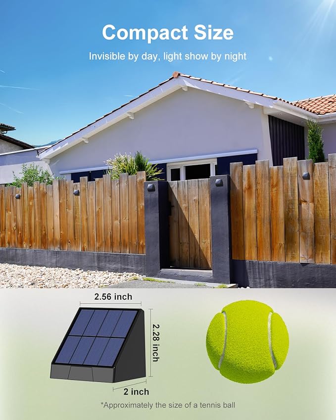16 Pack Bright Sun Power Fence Lights Outdoor Waterproof with Cool White LED Spot, for Exterior Door, Deck, Step, Yard, Railing, Porch, Pool Cage, Modern Designed for Enhanced Security, Easy Mounting