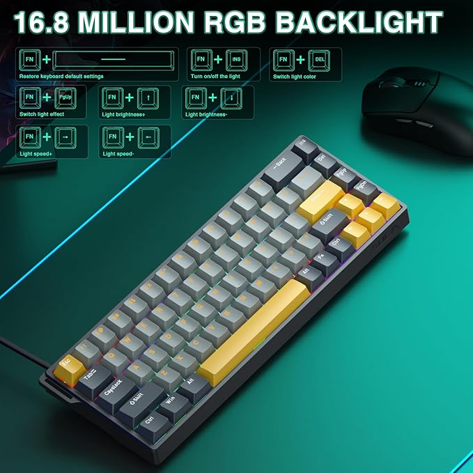 AULA WIN68 HE MAX - Hall Effect Gaming Keyboard with Magnetic Switch, Adjustable Actuation Fast Trigger Mode, 8KHz Polling Rate, RGB Backlit Wired Mechanical Gaming Keyboard 60 Percent