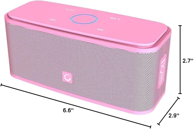 DOSS SoundBox Touch Wireless Bluetooth Speaker with 12W HD Sound and Bass, IPX5 Water-Resistant, 20H Playtime, Handsfree, Portable for Office, Home, Outdoor, Travel-Pink