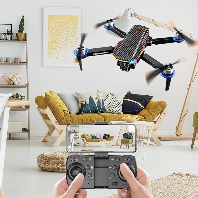 Drone with Camera for Adult Beginners and Kids,Foldable FPV,Brushless Motor,One Key Take Off/Land, Optical Flow Positioning, 360° Flip, Waypoint Fly,2Battery,Gift for adults,kids,beginners