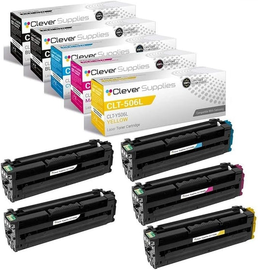 CS Replacement Toner Cartridge Compatible with Samsung CLT-506L CLT-K506L Black CLT-C506L Cyan CLT-M506L Magenta CLT-Y506L Yellow CLP-680ND CLX-6260FD CLX-6260FW 5 Color Set