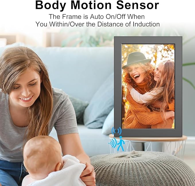 WiFi Digital Photo Frame 10.1"-Picture-Frame - 32GB Digital Frame, 1280*800 Pixels IPS Touch Screen, Auto-Rotate, Motion Sensor, Share Photos Video via App Email, Free Cloud Storage, Gift for Dad Mom