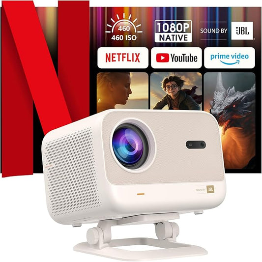 [Netflix-Licensed/Sound by JBL] Yaber L2 Plus Projector with WiFi and Bluetooth, Native 1080P Projector 4K Support, Auto Focus/Keystone Correction, Built-in Apps, Portable Proyector for Home & Outdoor