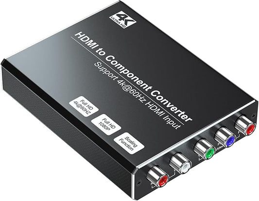 4K HDMI to Component Converter with Scaling Function, HDMI to YPbPr Converter Support 4K/60Hz Input, Support 480i/576i Component Output, Compatible with DVD/PS3/PS4/PS5/Amazon Fire TV Sticks