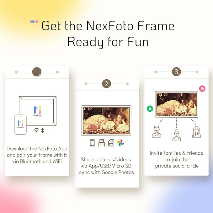 NexFoto 13.5 Inch Touchscreen Digital Picture Frame 3K Resolution, WiFi Digital Photo Frame 64GB, Add Photos from Google Photos, Easy to Share Photos/Videos via App/USB/Micro SD, Gifts for Mom, Walnut