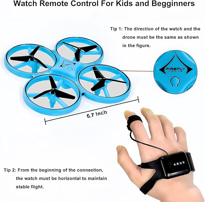 2025 Upgraded Hand Controlled Drone for kids,Somatosensory aircraft with Smart Watch Controlled, Gesture sensing aircraft Cool LED Remote Control Drone 360° Flips,quadcopter