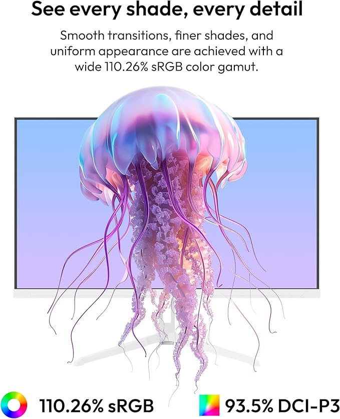 Pixio PX279 Wave White 27 inch 240Hz Refresh Rate FHD 1080p Resolution Fast IPS Panel 1ms GTG Resonse Time Gaming Monitor with Adaptive Sync