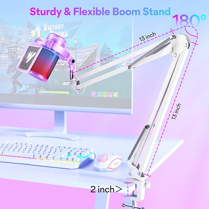 MAONO USB Gaming Microphone with Noise Cancellation, RGB Condenser Microphone for Streaming, Podcasts, Twitch, YouTube, Discord, PC, Computer, Mac, PS4, PS5, DGM20S Purple