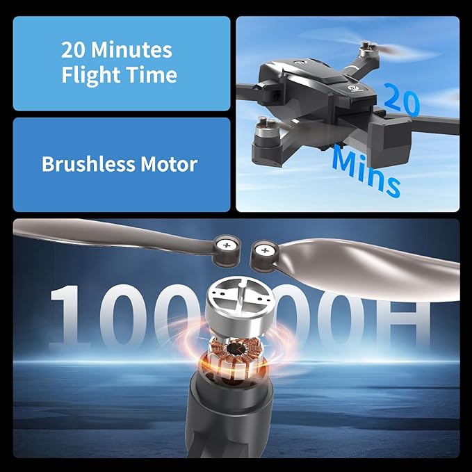 TL16LCD GPS 4K Drone with Camera Brushless Motor Auto Return SD Card Support RC Quadcopter Headless Mode Adjustable Speed Rechargeable Remote Controller