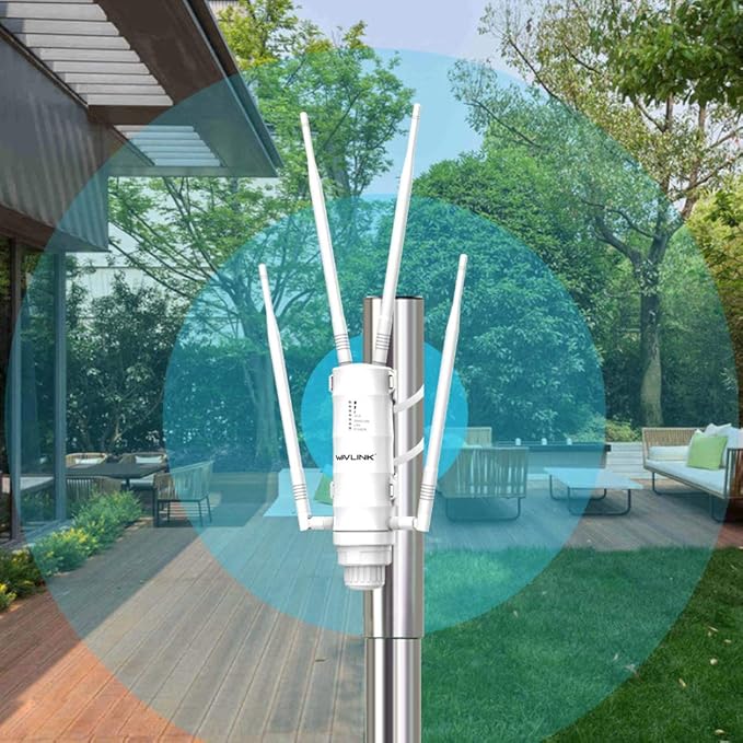 WAVLINK AC1200 Outdoor WiFi Extender, Long Range Dual Band 2.4/5GHz Outdoor WiFi Extender Signal Booster, IP65 Weatherproof Access Point with PoE, Support AP/Repeater/Router Mode for Camping Yard