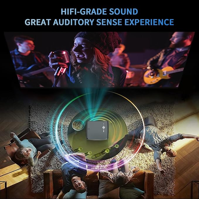 1250 ANSI Smart 4K Daytime Projector with WiFi Bluetooth 2 HDMI ARC Apps Auto Focus Zoom Ceiling Proyector Audio Out for Daylight Home Theater Laptop Phone PC TV Movie Gaming Presentation Living Room