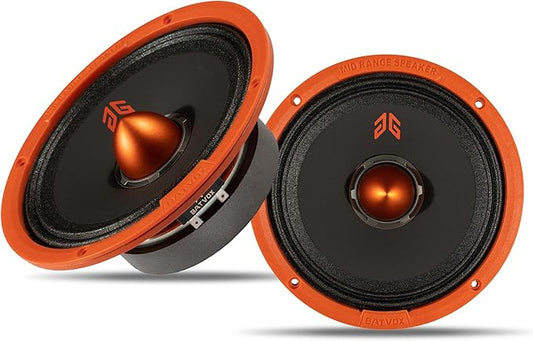 MX65E1 Midrange Loudspeaker 6.5" Orange Bullet, 400W Max, 6 Ohms, Premium Quality Audio Door Speakers for Car or Truck Stereo Sound System, Orange (2 Speaker)