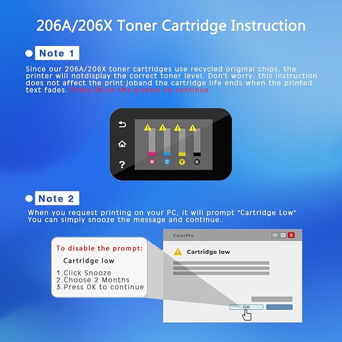 206A Toner Cartridge 4 Pack with Chip Compatible with HP 206A 206X W2110A W2111A W2112A W2113A Replacement for HP Color Laser Jet Pro MFP M283fdw M255dw M283cdw M255nw M282nw Printer (BK/C/M/Y)