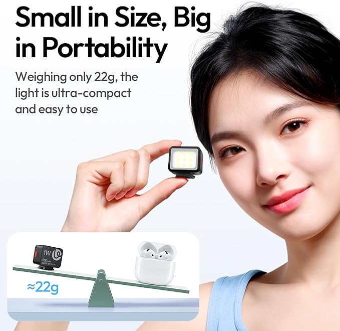 ULANZI DG01 Mini Cube Phone Light Portable LED Camera Light for DJI OSMO Pocket 3 Action Camera Sony zv-e 10 Canon r550,Support Magnetic Attraction & Type-C Charging for ULANZI JJ02 Tripod