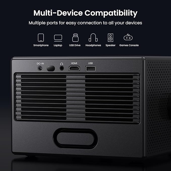 2000 ANSI Official Licensed Google TV Outdoor Projector 4K Full HD, Smart Projector with Wifi and Bluetooth, Auto Focus, Dolby Sound, Built-in Apps, Indoor Home Theater for Phone/TV Stick/PC/PS5-Gold