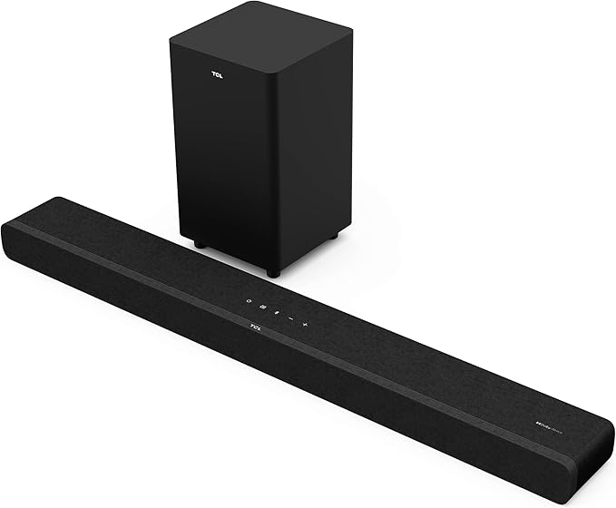 TCL Alto 8 Plus 3.1.2 Channel Dolby Atmos Smart Sound Bar with Wireless Subwoofer, WiFi, Works w/Alexa, Google Assistant & Apple Airplay 2, Bluetooth – TS8132, 39-inch, Black
