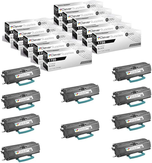 CS Replacement Toner Cartridge Compatible with Dell 1720 310-8701 Black Laser 1720 Laser 1720dn 10 Pack