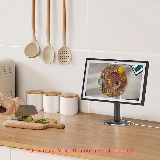 Almoz Desk Stand for Echo Show 21, Echo Show 15 (All Generations), Raises Up to 9.5" from Desk, Tilt and Swivel Mount for Alexa Echo Show 21, No Tools Required, Stable Centered Rod Design (UP-Blcak)