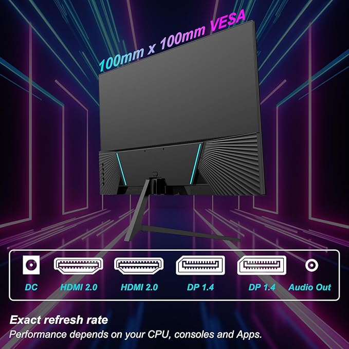 LXZ 27 Inch 4K Monitor with Built-in Speaker, 60Hz UHD Gaming Monitor, Adaptive-Sync, VA Panel, 2X HDMI 2.0, 2X DP 1.4, VESA Mountable