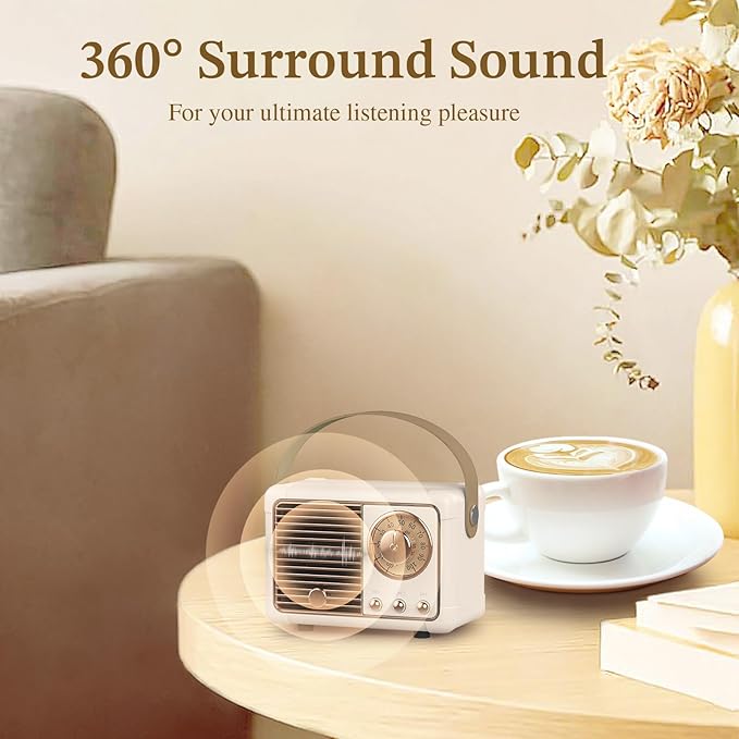 PRUNUS J-999 Retro Bluetooth Speaker,Vintage Decor,Mini Wireless Bluetooth Speaker,Cute Old Fashion Style Support USB/TF Card/AUX for Kitchen Desk Bedroom Office Party Outdoor(Yellow)