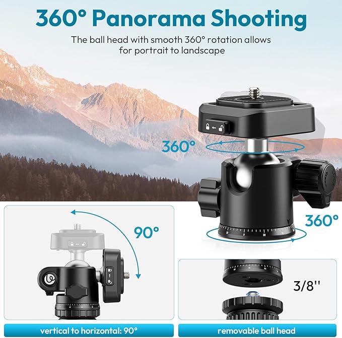 ULANZI TT53 Camera Tripod, 70.8” Travel Tripod for DSLR/Phone, Heavy Duty Fold Portable Stand with 360° Ball Head UKA Quick Release Plate, Lightweight Compact for Photography Vlogging Video Shooting