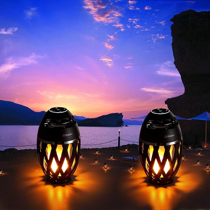Led Flame Speaker, Torch Atmosphere Bluetooth Speakers&Outdoor Portable Stereo Speaker with HD Audio and Enhanced Bass,LED flickers Warm Yellow Lights BT4.2 for iPhone/iPad/Android