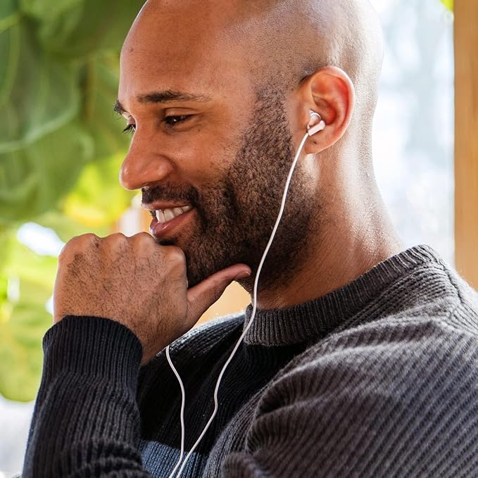 Panasonic ErgoFit Wired Earbuds, 3.5mm Jack In-Ear Headphones Wired with Dynamic Crystal-Clear Sound and Soft Ergonomic Custom-Fit Earpieces (S/M/L), for Phones and Laptops - RP-HJE120-N (Rose Gold)