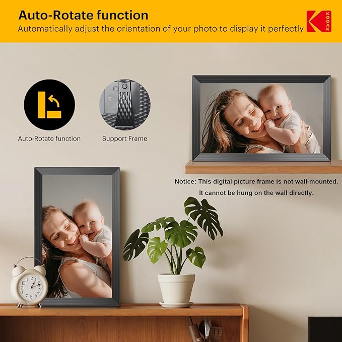 KODAK Digital Picture Frame, 32GB 15.6 Inch WiFi Digital Photo Frame 1920x1080 HD IPS Touch Screen, Auto-Rotate, Share Photos and Videos via KODAK App, Farther's Day for Man