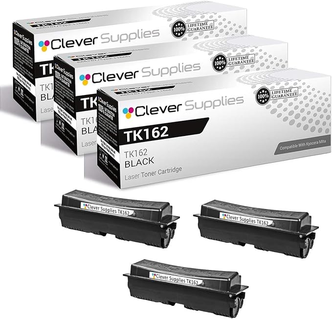 CS Replacement Toner Cartridge Compatible with Kyocera-Mita TK162 Black FS-1120D Black 3 Pack