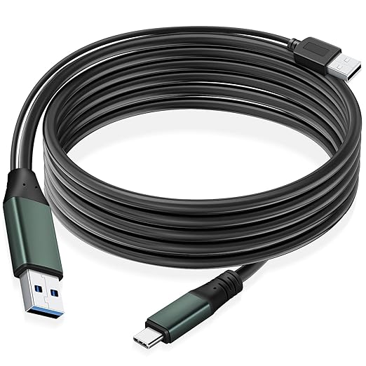 Kumiho 30Ft Link Cable for PC VR Compatible with Oculus/Quest 3S/3/2/1/Pro,Pico 4/Ultra Accessories and SteamVR, High Speed PC Data Transfer，USB 3.0 A to USB C Cable for VR Headset