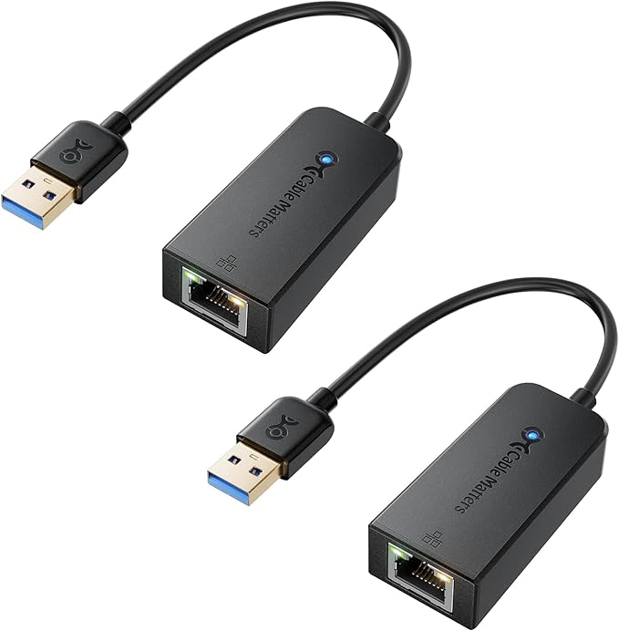 Cable Matters 2-Pack USB to Ethernet Adapter - Plug & Play with PXE MAC Address Clone Support, USB 3.0 to Gigabit Ethernet Adapter for Laptop, Supporting 10/100/1000Mbps