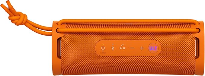 Sony ULT Field 1 Waterproof Portable Bluetooth Speaker, Enhanced Bass, 12h Battery, IP67 Rated Dustproof Shockproof Rustproof, Detachable Strap, SRSULT10D, Orange