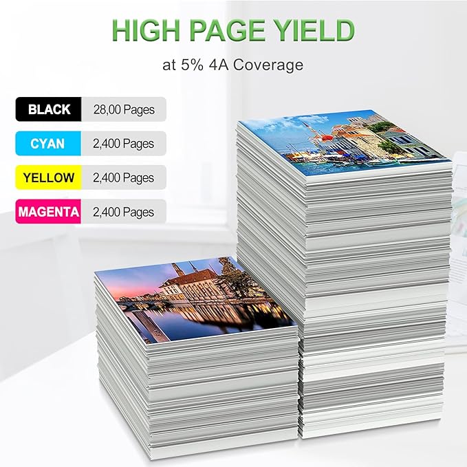 TK-5442 TK5442 Toner Cartridge Compatible TK-5442K TK-5442C TK-5442M TK-5442Y Replacement for Kyocera ECOSYS MA2100cwfx and PA2100cwx Model Laser Printer(4Packs BCMY )