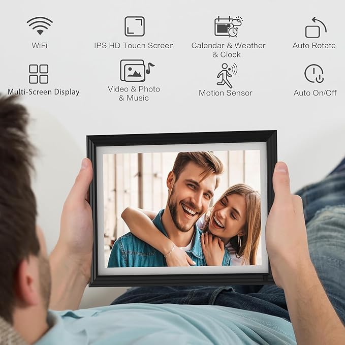 Wireless Digital Picture Frame 10.1"-WiFi-Photo-Frames - Smart Electronic Photo Display 32GB,1280 * 800 Touch Screen, Wall Mountable, Share Photo Video Via App, for Boyfriend Girlfriend