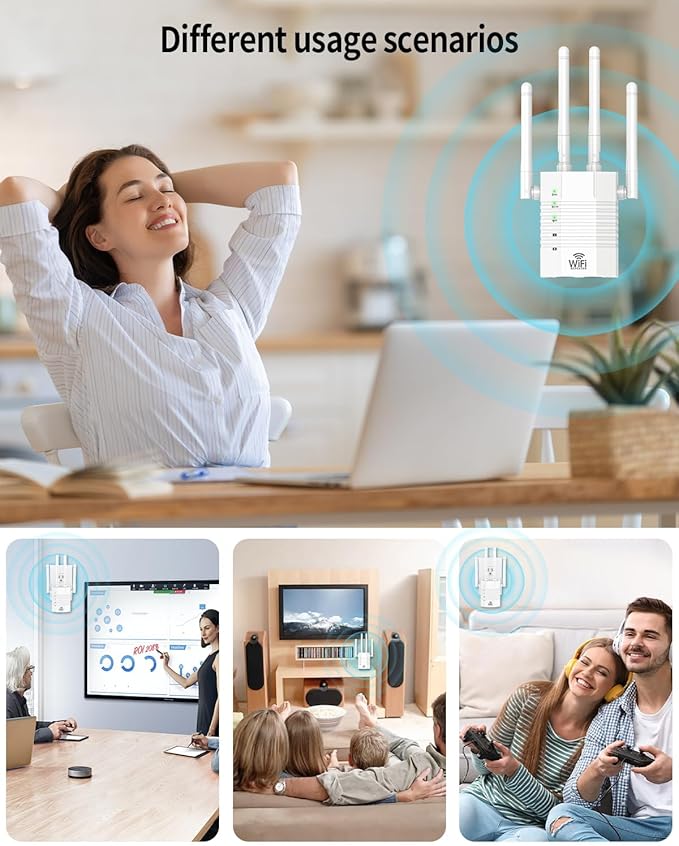 WiFi Extender, WiFi Extender Signal Booster, WiFi Booster, Covers Up to 13888 Sq.ft and 150+ Devices, Dual Band Wireless Repeater, WiFi Repeater, WiFi Extenders Signal Booster for Home