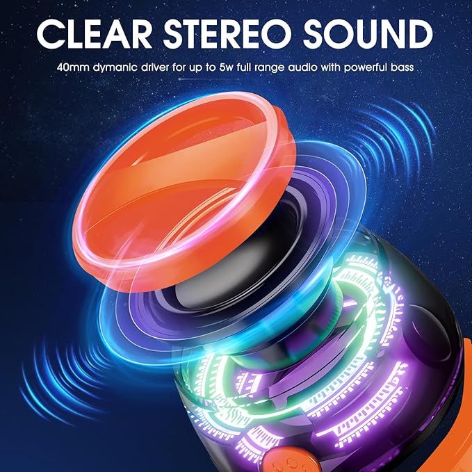 Magnetic Bluetooth Speaker,Small Bluetooth Speaker with Multi-RGB Color Light and Phone Holder for Metal Surface, Perfect Mini Speaker for Shower,Room,Bike,Car,Outdoor Gifts for Teens (1 Pack Orange)